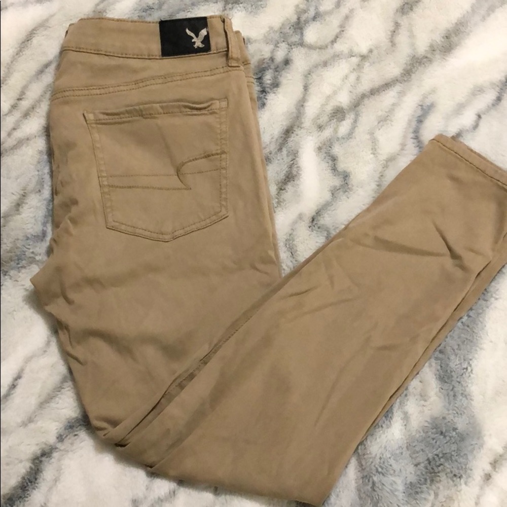 American Eagle khaki super stretch jeggings